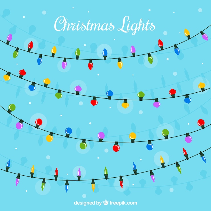 Vettore gratuito confezione di luci decorative di natale