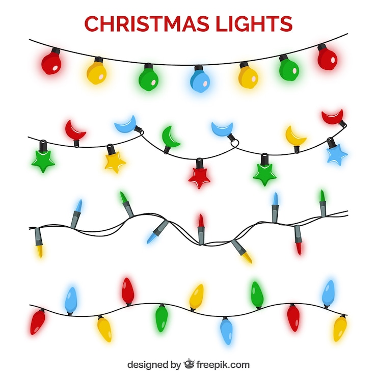 Vettore gratuito confezione di luci di natale luminose