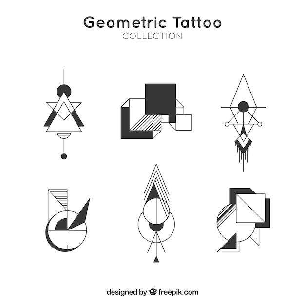 Confezione di moderni tatuaggi geometrici