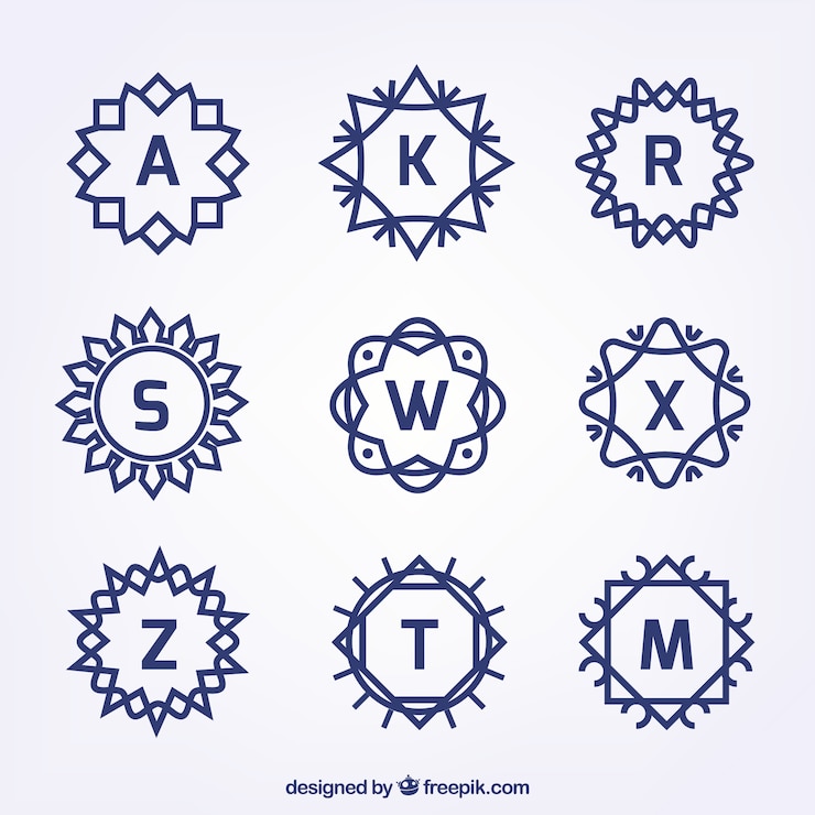 Vettore gratuito confezione di monogrammi decorativi