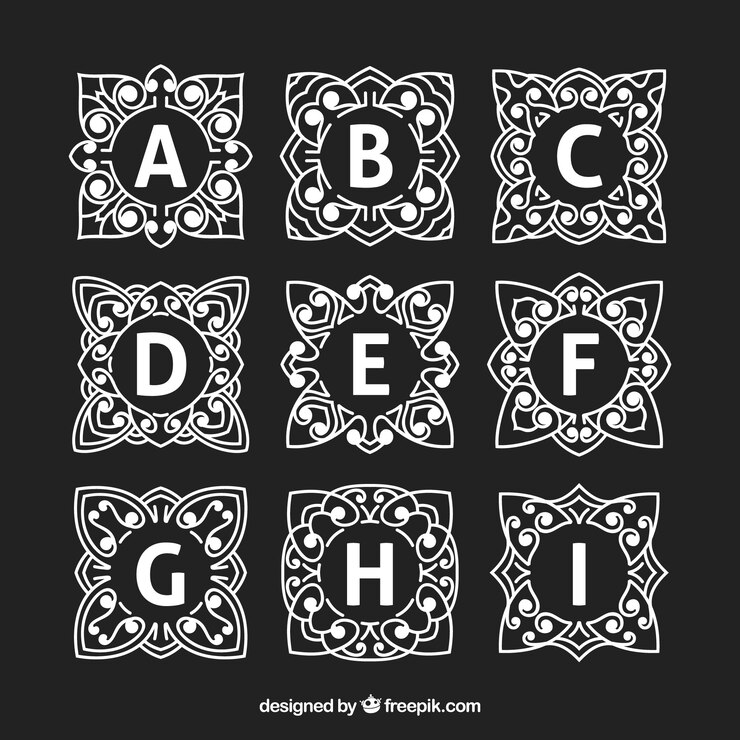 Vettore gratuito confezione di monogrammi floreali ornamentali