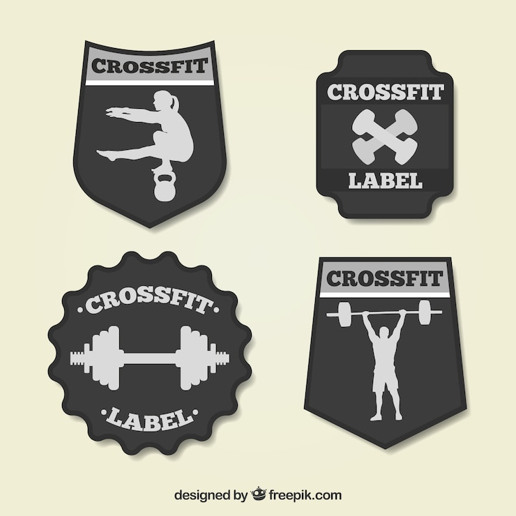 Vettore gratuito confezione di quattro adesivi crossfit