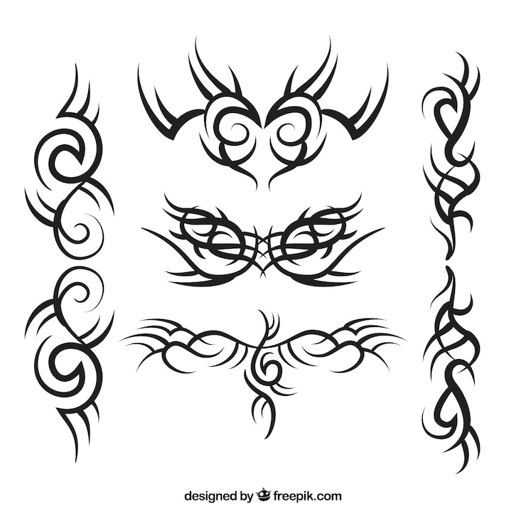 Vettore gratuito confezione di tatuaggi tribali