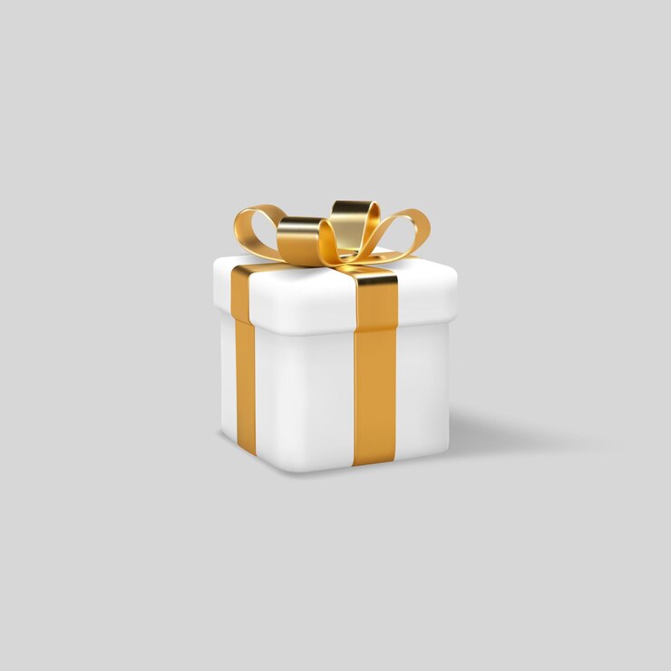 Vettore gratuito confezione regalo 3d con nastro dorato avvoltod
