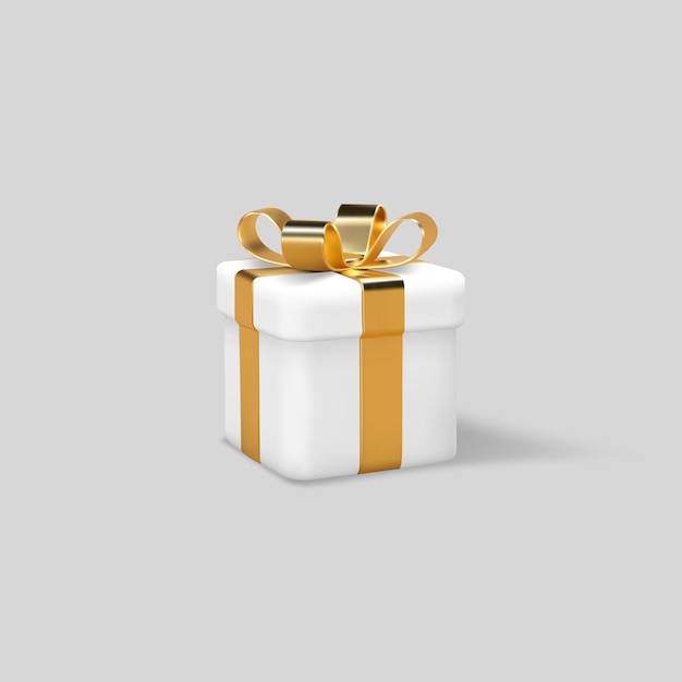Confezione regalo 3d con nastro dorato avvoltod