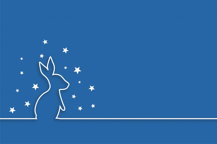 Vettore gratuito coniglio con stelle in stile linea design