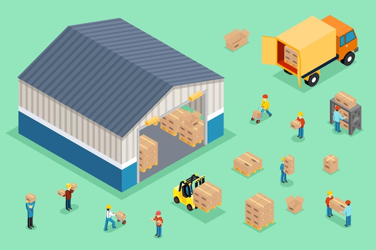 Vettore gratuito consegna isometrica e logistica