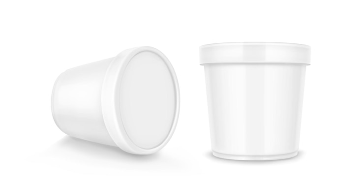 Vettore gratuito contenitore di plastica bianca per gelati o yogurt