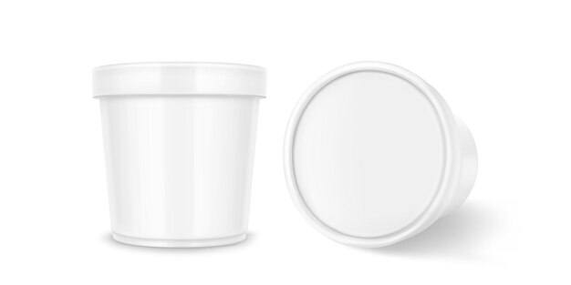 Contenitore di plastica bianca per gelati o yogurt