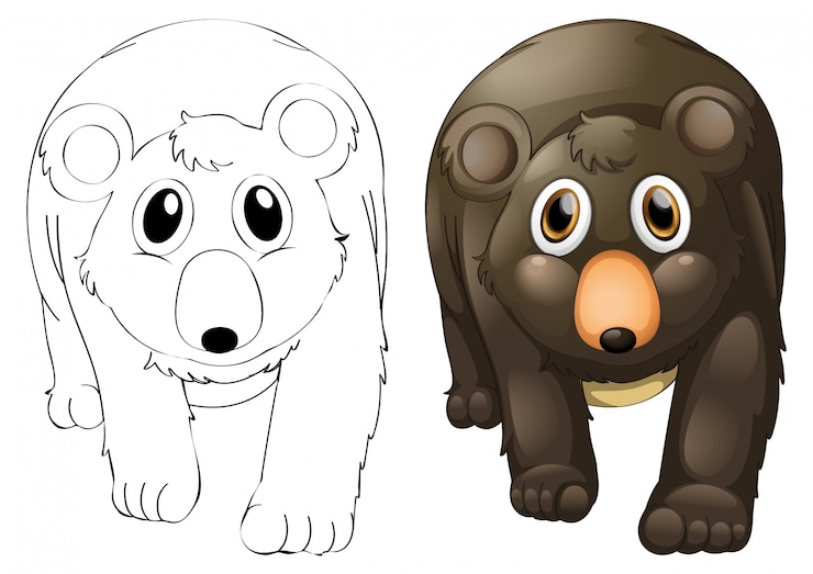 Vettore gratuito contorno animale per orso grizzly