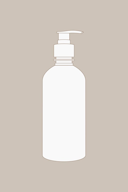 Contorno della bottiglia della pompa per la cura della pelle, illustrazione vettoriale dell'imballaggio del prodotto di bellezza