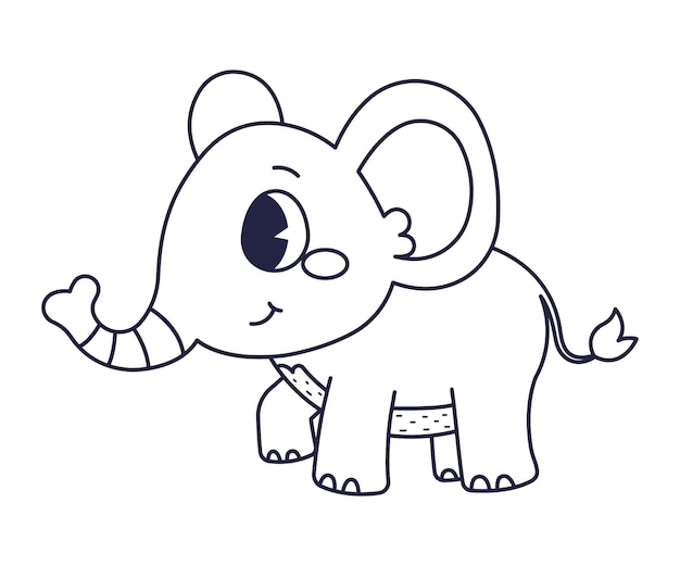 Contorno di elefante design piatto disegnato a mano