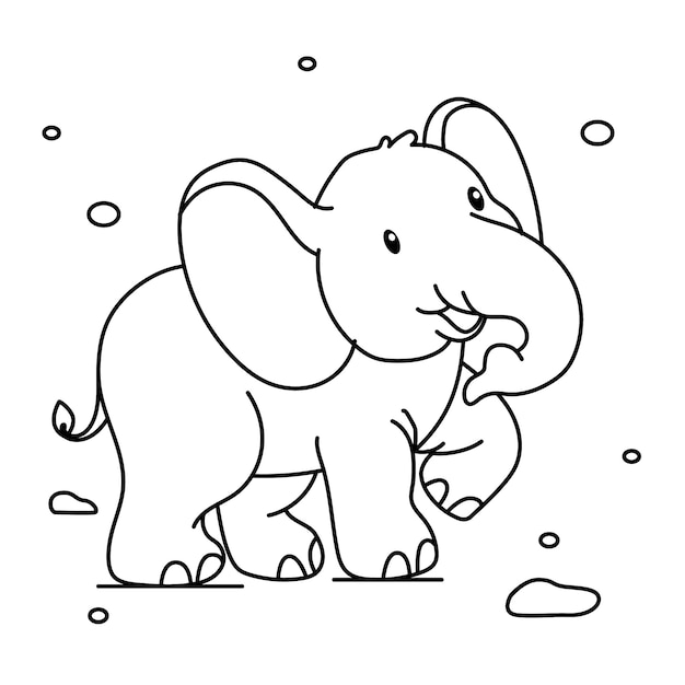 Contorno di elefante design piatto disegnato a mano