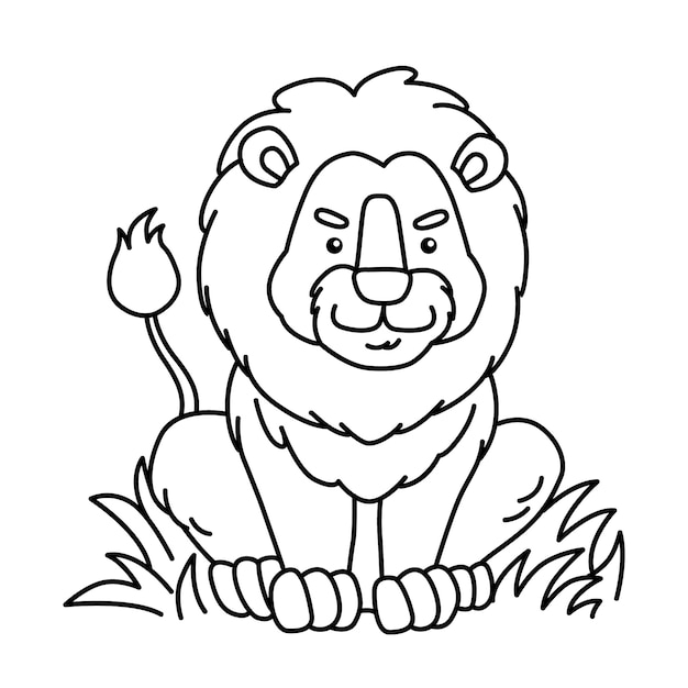 Contorno di leone design piatto disegnato a mano