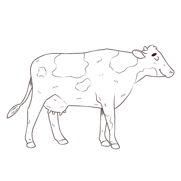 Vettore gratuito contorno di mucca design piatto disegnato a mano