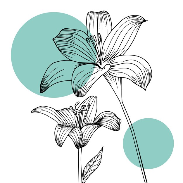 Contorno fiore semplice design piatto disegnato a mano