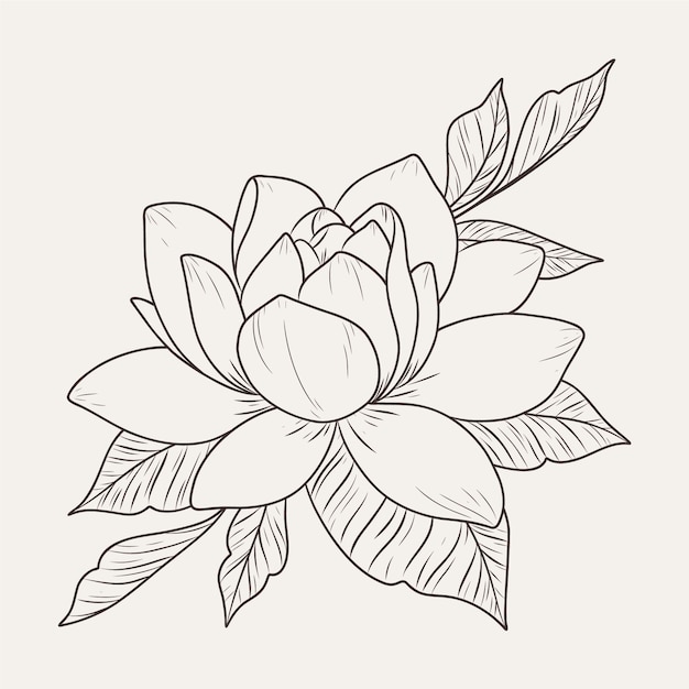 Contorno fiore semplice design piatto disegnato a mano