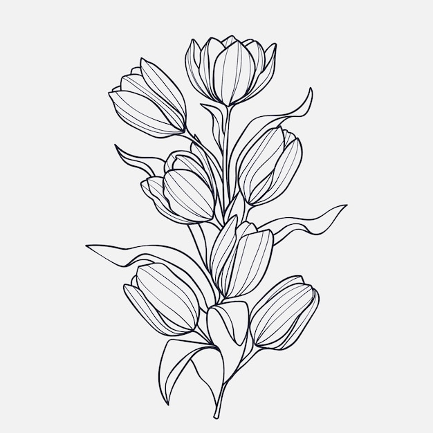 Contorno fiore semplice disegnato a mano