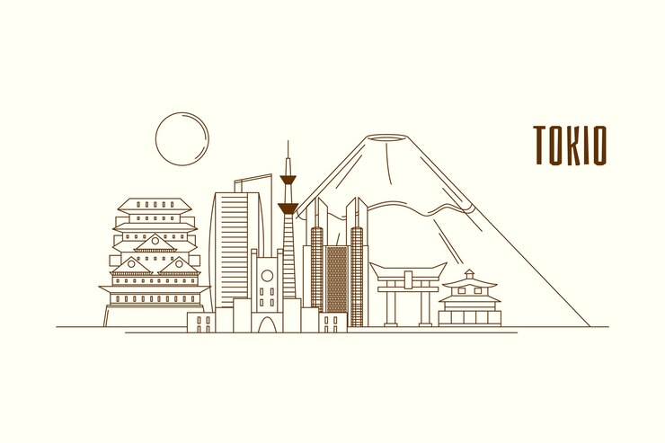 Vettore gratuito contorno skyline di punti di riferimento