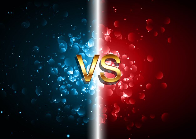 Contro lo sfondo dello schermo di battaglia con le luci rosse e blu del bokeh progettano