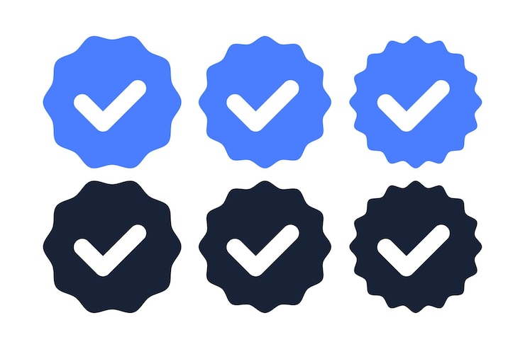 Vettore gratuito controllo dei distintivi di marcatura verificati