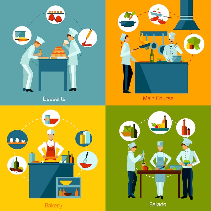 Vettore gratuito cooking people set
