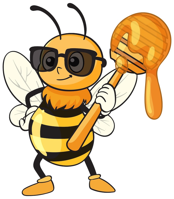 Vettore gratuito cool bee with honey dipper illustration