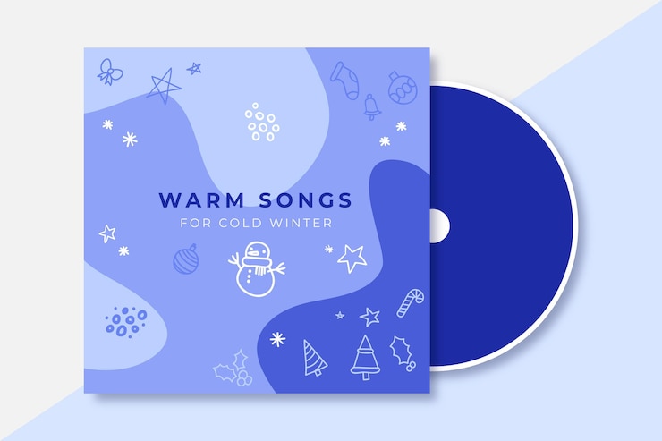Vettore gratuito copertina cd invernale monocolore doodle