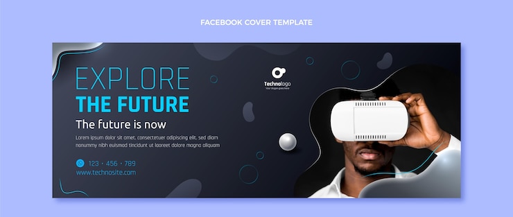 Vettore gratuito copertina di facebook con tecnologia fluida astratta sfumata