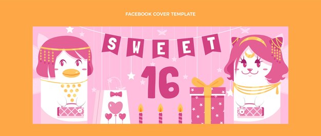 Copertina di facebook dolce 16 disegnata a mano
