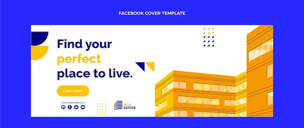 Copertina di facebook immobiliare piatta astratta
