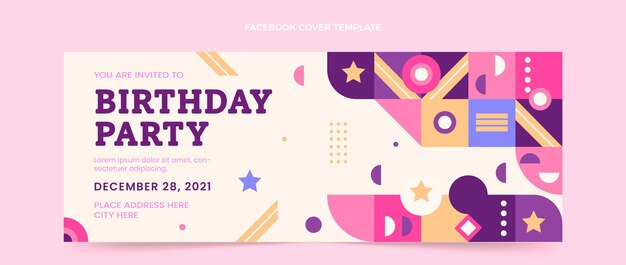 Copertina facebook compleanno mosaico design piatto