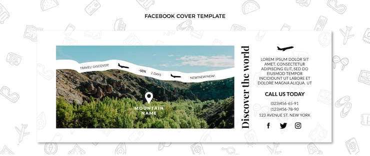 Vettore gratuito copertina facebook da viaggio dal design piatto