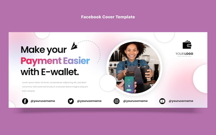 Vettore gratuito copertina facebook dal design piatto con tecnologia minimale