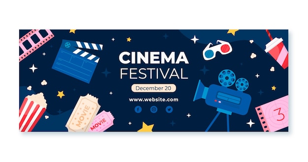 Copertina facebook del festival del cinema design piatto