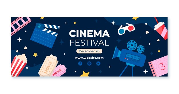 Copertina facebook del festival del cinema design piatto