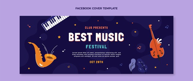 Copertina facebook del festival musicale disegnato a mano