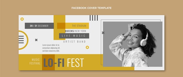 Copertina facebook del festival musicale minimale dal design piatto