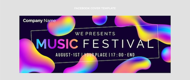 Copertina facebook del festival musicale sfumato colorato