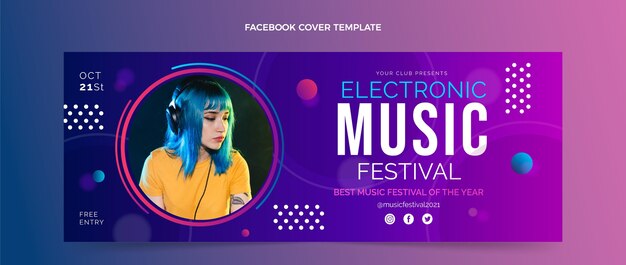 Copertina facebook del festival musicale sfumato colorato
