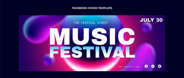 Copertina facebook del festival musicale sfumato colorato