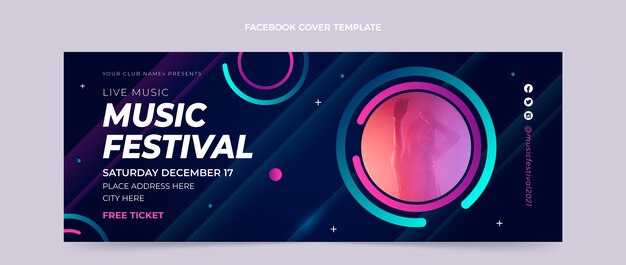 Copertina facebook del festival musicale sfumato colorato
