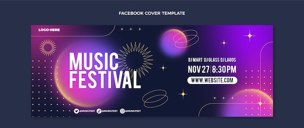 Copertina facebook del festival musicale sfumato colorato
