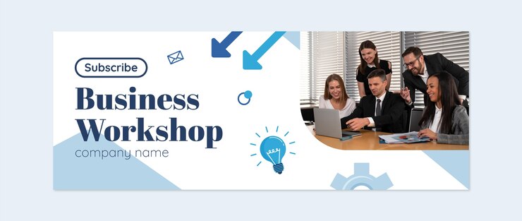 Vettore gratuito copertina facebook del workshop aziendale di design piatto