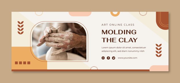 Copertina facebook dell'atelier di ceramica minimal