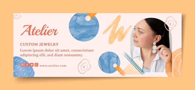 Copertina facebook dell'atelier di gioielli ad acquerello