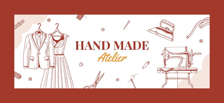 Vettore gratuito copertina facebook dell'atelier di moda disegnata a mano