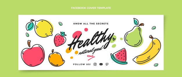 Copertina facebook di cibo sano disegnato a mano