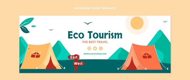 Copertina facebook di ecoturismo design piatto disegnata a mano