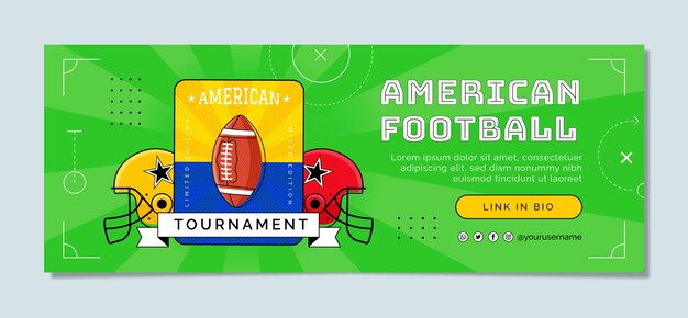 Copertina facebook di football americano design piatto